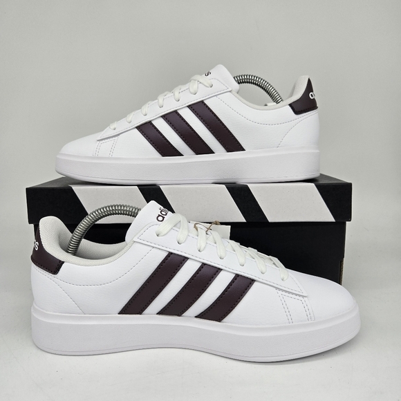 New Adidas Grand Court 2.0 White Brown ID2978 Women's Shoes Size 7 - Picture 6 of 8